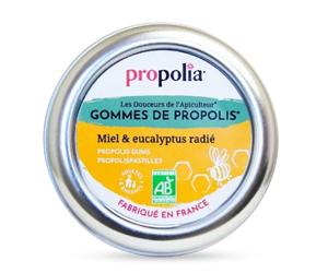 Gommes de Propolis Miel & Eucalyptus radié BIO - Boîte métallique de 45g