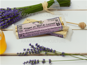 Nougat au miel de Lavande - Barre de 35 gr