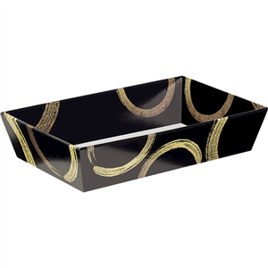 Corbeille carton noire et or (non montée) -34x21x7,3 cm