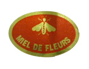 Etiquette ovale d'appellation  "Miel de fleurs" ,le mille