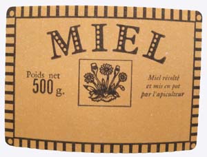 Etiquette adhésive "rustique" miel 500g 70 x 50 mm -  le cent