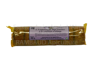 Rouleau 6 nonnettes au miel fourrées confiture d'orange - 200 gr