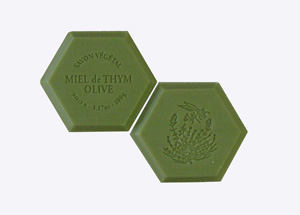 Savon hexagonal  miel de thym / huile d'olive parfum églantine 100 gr