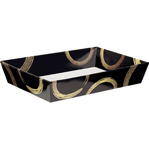 Corbeille carton noire et or (non montée) - 28x20,5x5,3 cm