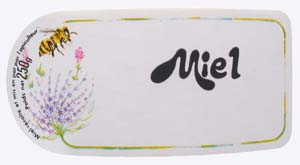 Etiquette adhésive "fleurs et abeille" miel 250g 85x38, le cent