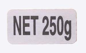 Etiquette mention de poids "NET 250g",les 1000